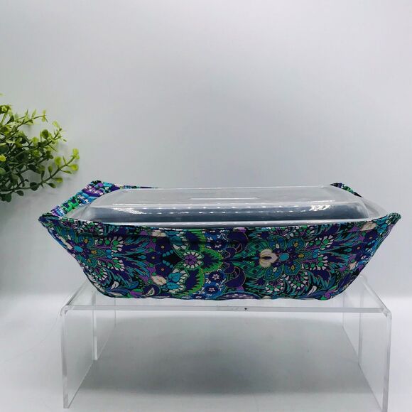 Microwave Takeout Container Cozy! Cozy For Takeout Purple Green Paisley Print - Picture 3 of 5